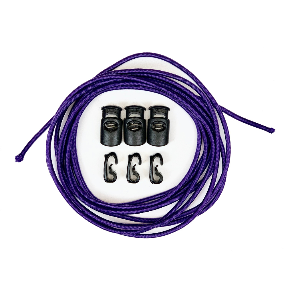 A Bungee Pack Kit contains: three full-sized cord locks and ten feet of 3 mm shock cord