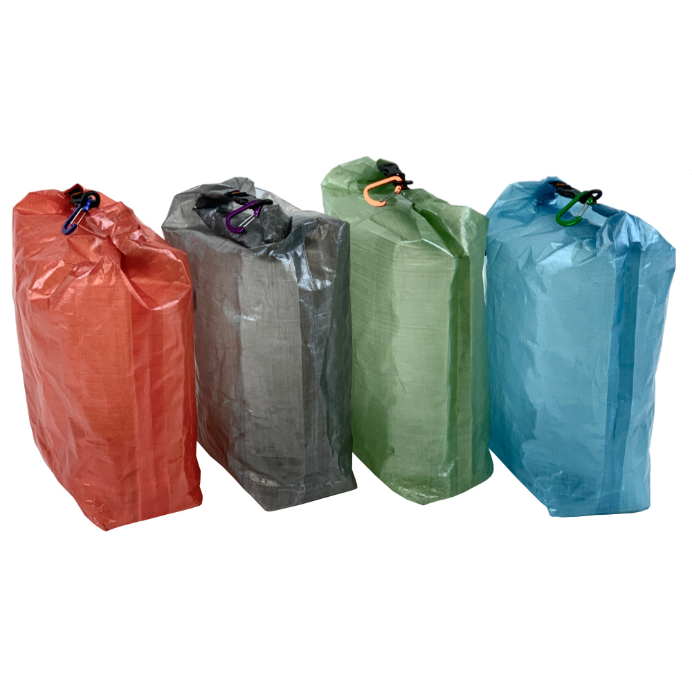 DCF Food Bag Colors (left to right) bags in: Red, Dark Grey, Green, Blue
