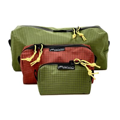 Front View of the UltraGrid Packing Cubes in sizes Small, Medium, and Large (front to back.)