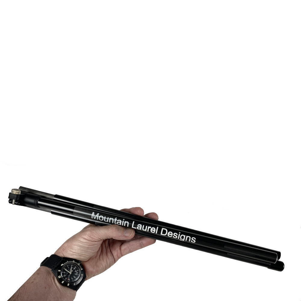 XL Omni Camlock Tent Poles Folded In a Hand